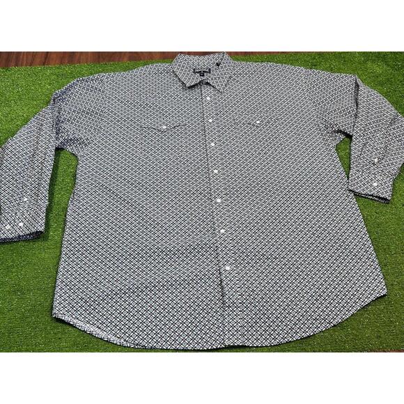 Vintage Pearl Snap Western Shirt 2XL‎ Geometric AOl Pattern EUC Panhandle Slim - Picture 2 of 7
